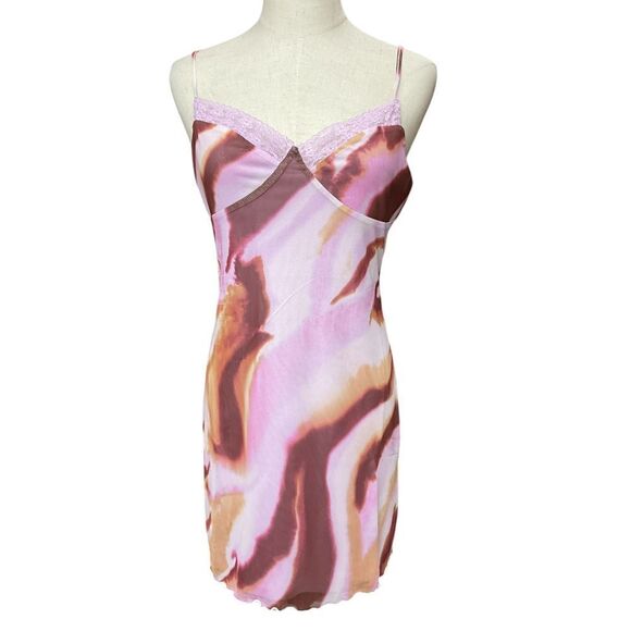 BP Nordstrom Womens Purple Mineral Abstract Lace Cami Mesh Mini Dress Size M NWT - Picture 2 of 9